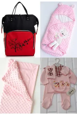 کوله پشتی مراقبت تولد ست بزرگ 4تکه خروج) پتو، بیمارستان قنداق کردن نخود 100پنبه (عزیزم برند Necix's کد 1686987619