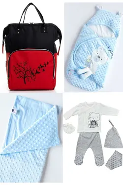 کوله پشتی مراقبت تولد ست بزرگ 4تکه خروج) پتو، بیمارستان قنداق کردن نخود 100پنبه (عزیزم برند Necix's کد 1686976229