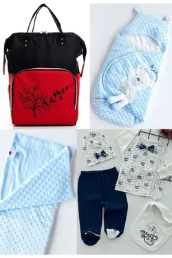 کوله پشتی مراقبت تولد ست بزرگ 4تکه خروج) پتو، بیمارستان قنداق کردن نخود 100پنبه (عزیزم برند Necix's کد 1686976217