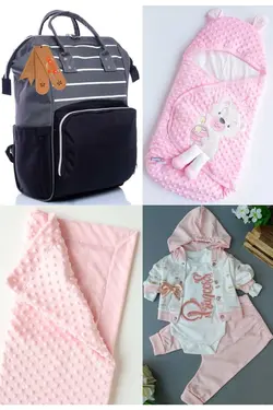 کوله پشتی مراقبت تولد ست بزرگ 4تکه خروج) پتو، بیمارستان قنداق کردن نخود 100پنبه (عزیزم برند Necix's کد 1686976204