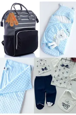 کوله پشتی مراقبت تولد ست بزرگ 4تکه خروج) پتو، بیمارستان قنداق کردن نخود 100پنبه (عزیزم برند Necix's کد 1686975622