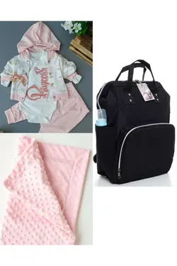 پتو کیف کوله پشتی مراقبت ست کودک نخود 100پنبه برند DERİNBEBE کد 1686975605