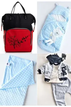 کوله پشتی مراقبت تولد ست بزرگ 4تکه خروج) پتو، بیمارستان قنداق کردن نخود 100پنبه (عزیزم برند Necix's کد 1686964831