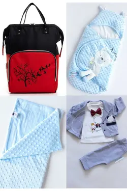 کوله پشتی مراقبت تولد ست بزرگ 4تکه خروج) پتو، بیمارستان قنداق کردن نخود 100پنبه (عزیزم برند Necix's کد 1686964825