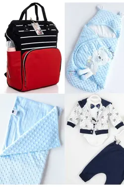 کوله پشتی مراقبت تولد ست بزرگ 4تکه خروج) پتو، بیمارستان قنداق کردن نخود 100پنبه (عزیزم برند Necix's کد 1686964819