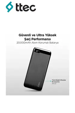 دستگاه شارژ حرفه ای 20000 ماه قابل حمل qc پی دی ال سی برند Ttec کد 1686963758