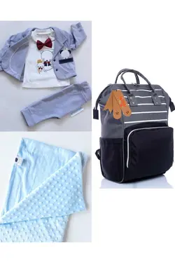 پتو کیف کوله پشتی مراقبت ست کودک نخود 100پنبه برند DERİNBEBE کد 1686942605