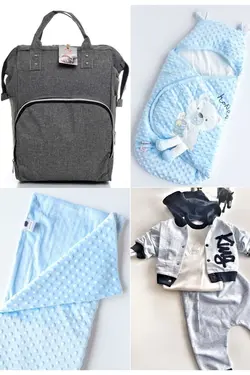 کوله پشتی مراقبت تولد ست بزرگ 4تکه خروج) پتو، بیمارستان قنداق کردن نخود 100پنبه (عزیزم برند Necix's کد 1686942325