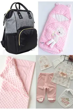 کوله پشتی مراقبت تولد ست بزرگ 4تکه خروج) پتو، بیمارستان قنداق کردن نخود 100پنبه (عزیزم برند Necix's کد 1686933912