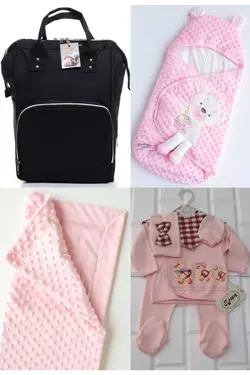 کوله پشتی مراقبت تولد ست بزرگ 4تکه خروج) پتو، بیمارستان قنداق کردن نخود 100پنبه (عزیزم برند Necix's کد 1687098325