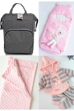 کوله پشتی مراقبت تولد ست بزرگ 4تکه خروج) پتو، بیمارستان قنداق کردن نخود 100پنبه (عزیزم برند Necix's کد 1687098319