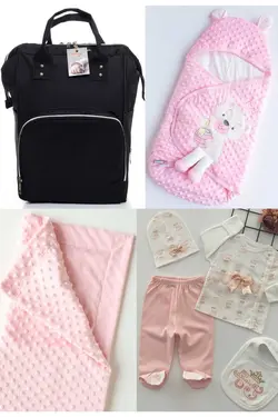 کوله پشتی مراقبت تولد ست بزرگ 4تکه خروج) پتو، بیمارستان قنداق کردن نخود 100پنبه (عزیزم برند Necix's کد 1687089013