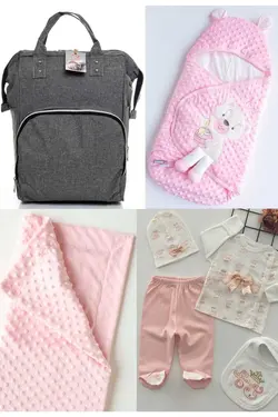 کوله پشتی مراقبت تولد ست بزرگ 4تکه خروج) پتو، بیمارستان قنداق کردن نخود 100پنبه (عزیزم برند Necix's کد 1687089007