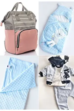 کوله پشتی مراقبت تولد ست بزرگ 4تکه خروج) پتو، بیمارستان قنداق کردن نخود 100پنبه (عزیزم برند Necix's کد 1687088705