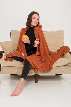مبل پتو بافتنی برنجی هدیه نارنجی روز ولنتاین برند Miespiga کد 1687079463