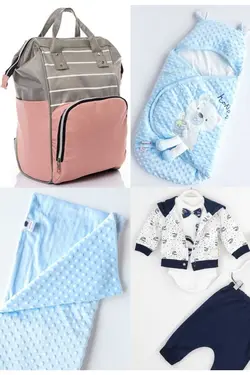 کوله پشتی مراقبت تولد ست بزرگ 4تکه خروج) پتو، بیمارستان قنداق کردن نخود 100پنبه (عزیزم برند Necix's کد 1687073793