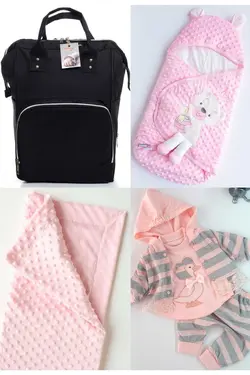 کوله پشتی مراقبت تولد ست بزرگ 4تکه خروج) پتو، بیمارستان قنداق کردن نخود 100پنبه (عزیزم برند Necix's کد 1687073787