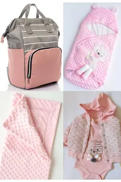 کوله پشتی مراقبت تولد ست بزرگ 4تکه خروج) پتو، بیمارستان قنداق کردن نخود 100پنبه (عزیزم برند Necix's کد 1687073770