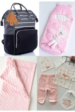 کوله پشتی مراقبت تولد ست بزرگ 4تکه خروج) پتو، بیمارستان قنداق کردن نخود 100پنبه (عزیزم برند Necix's کد 1687073734