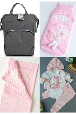 کوله پشتی مراقبت تولد ست بزرگ 4تکه خروج) پتو، بیمارستان قنداق کردن نخود 100پنبه (عزیزم برند Necix's کد 1687073720