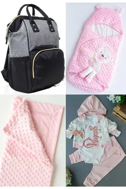 کوله پشتی مراقبت تولد ست بزرگ 4تکه خروج) پتو، بیمارستان قنداق کردن نخود 100پنبه (عزیزم برند Necix's کد 1687073412