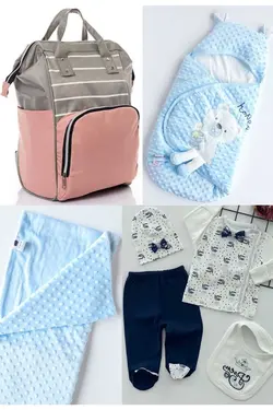 کوله پشتی مراقبت تولد ست بزرگ 4تکه خروج) پتو، بیمارستان قنداق کردن نخود 100پنبه (عزیزم برند Necix's کد 1687057830