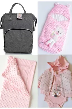 کوله پشتی مراقبت تولد ست بزرگ 4تکه خروج) پتو، بیمارستان قنداق کردن نخود 100پنبه (عزیزم برند Necix's کد 1687057864