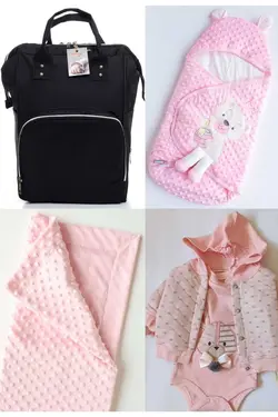 کوله پشتی مراقبت تولد ست بزرگ 4تکه خروج) پتو، بیمارستان قنداق کردن نخود 100پنبه (عزیزم برند Necix's کد 1687057825