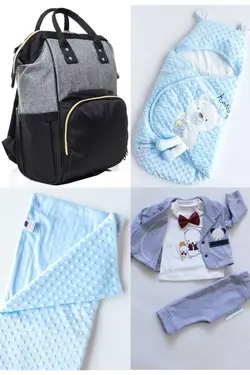 کوله پشتی مراقبت تولد ست بزرگ 4تکه خروج) پتو، بیمارستان قنداق کردن نخود 100پنبه (عزیزم برند Necix's کد 1687057564