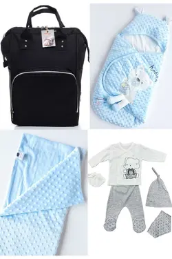 کوله پشتی مراقبت تولد ست بزرگ 4تکه خروج) پتو، بیمارستان قنداق کردن نخود 100پنبه (عزیزم برند Necix's کد 1687057510