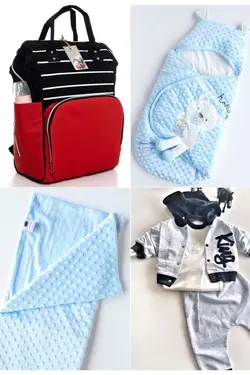 کوله پشتی مراقبت تولد ست بزرگ 4تکه خروج) پتو، بیمارستان قنداق کردن نخود 100پنبه (عزیزم برند Necix's کد 1687045342