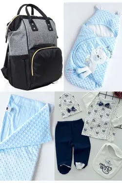 کوله پشتی مراقبت تولد ست بزرگ 4تکه خروج) پتو، بیمارستان قنداق کردن نخود 100پنبه (عزیزم برند Necix's کد 1687044664