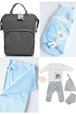 کوله پشتی مراقبت تولد ست بزرگ 4تکه خروج) پتو، بیمارستان قنداق کردن نخود 100پنبه (عزیزم برند Necix's کد 1687005310