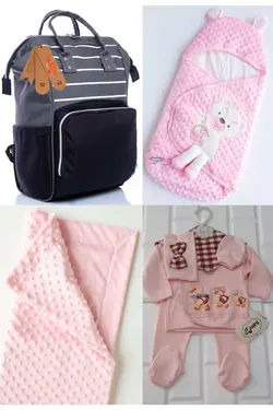 کوله پشتی مراقبت تولد ست بزرگ 4تکه خروج) پتو، بیمارستان قنداق کردن نخود 100پنبه (عزیزم برند Necix's کد 1687132514