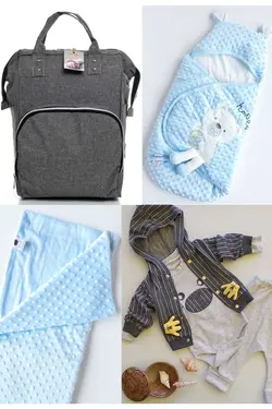 کوله پشتی مراقبت تولد ست بزرگ 4تکه خروج) پتو، بیمارستان قنداق کردن نخود 100پنبه (عزیزم برند Necix's کد 1687132208