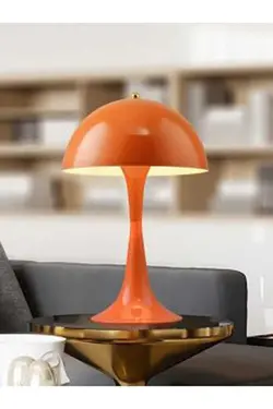 آباژور تخت خواب مطالعه سالن مدرن فلزی طرح‎دار کروم نارنجی قارچ برند AG LightDesign کد 1687115223