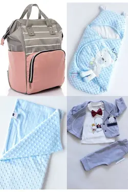 کوله پشتی مراقبت تولد ست بزرگ 4تکه خروج) پتو، بیمارستان قنداق کردن نخود 100پنبه (عزیزم برند Necix's کد 1687254022