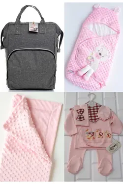 کوله پشتی مراقبت تولد ست بزرگ 4تکه خروج) پتو، بیمارستان قنداق کردن نخود 100پنبه (عزیزم برند Necix's کد 1687254016