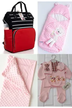 کوله پشتی مراقبت تولد ست بزرگ 4تکه خروج) پتو، بیمارستان قنداق کردن نخود 100پنبه (عزیزم برند Necix's کد 1687253716