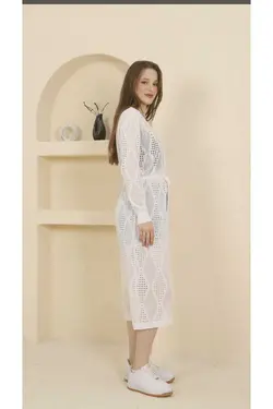 بافتنی پنبه ای توری تابستانی سفید زنانه برند köksallar tekstil کد 1687355404