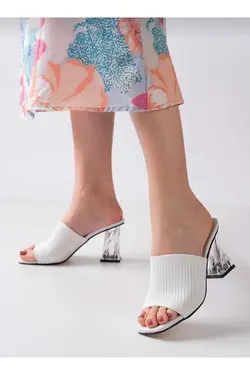 دمپایی بافتنی پاشنه بلند شفاف زنانه 7cm برند TREND کد 1687329209