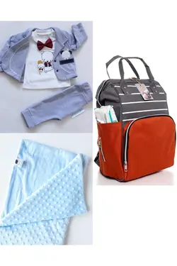 پتو کیف کوله پشتی مراقبت ست کودک نخود 100پنبه برند DERİNBEBE کد 1687325130