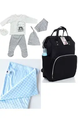 پتو کیف کوله پشتی مراقبت ست کودک نخود 100پنبه برند DERİNBEBE کد 1687325119