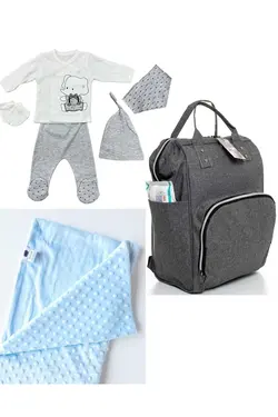 پتو کیف کوله پشتی مراقبت ست کودک نخود 100پنبه برند DERİNBEBE کد 1687300563