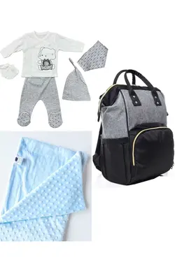 پتو کیف کوله پشتی مراقبت ست کودک نخود 100پنبه برند DERİNBEBE کد 1687300531