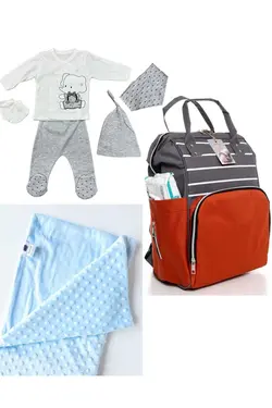 پتو کیف کوله پشتی مراقبت ست کودک نخود 100پنبه برند DERİNBEBE کد 1687300518