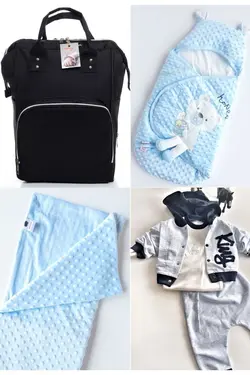 کوله پشتی مراقبت تولد ست بزرگ 4تکه خروج) پتو، بیمارستان قنداق کردن نخود 100پنبه (عزیزم برند Necix's کد 1687424623