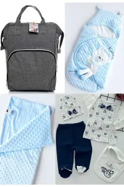 کوله پشتی مراقبت تولد ست بزرگ 4تکه خروج) پتو، بیمارستان قنداق کردن نخود 100پنبه (عزیزم برند Necix's کد 1687398908