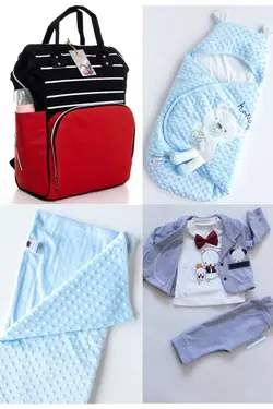 کوله پشتی مراقبت تولد ست بزرگ 4تکه خروج) پتو، بیمارستان قنداق کردن نخود 100پنبه (عزیزم برند Necix's کد 1687398603