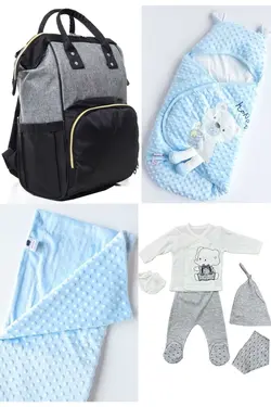 کوله پشتی مراقبت تولد ست بزرگ 4تکه خروج) پتو، بیمارستان قنداق کردن نخود 100پنبه (عزیزم برند Necix's کد 1687374208